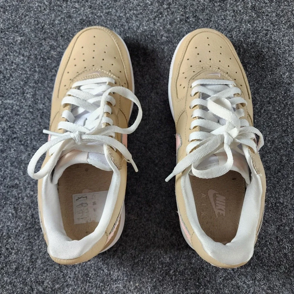 Nike Air Force 1 Low Khaki Pink Tan Leather Sneakers‎ Women 8.5